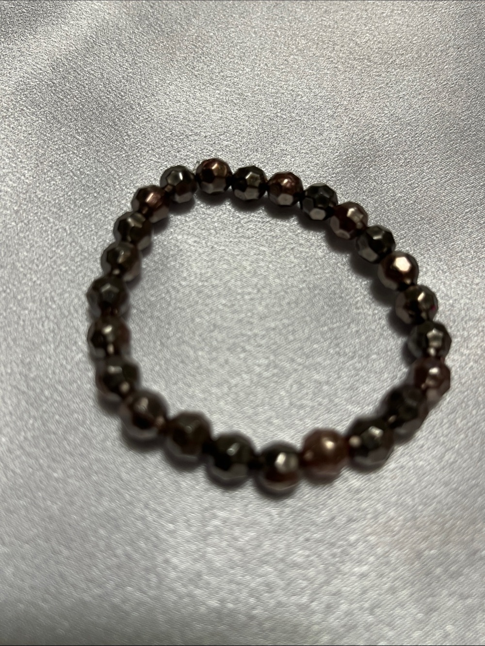 Faceted Hematite Bead Stretch Bracelet - Dark Gunmetal